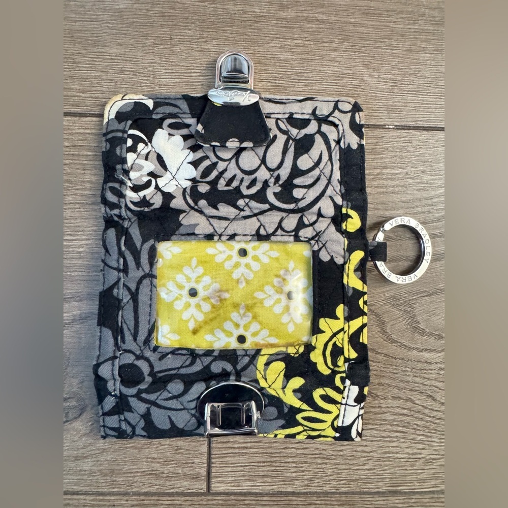 Vera Bradley Coin Purse Wallet with Quick Swipe ID, Baroque Yellow and Black - Picture 6 of 7